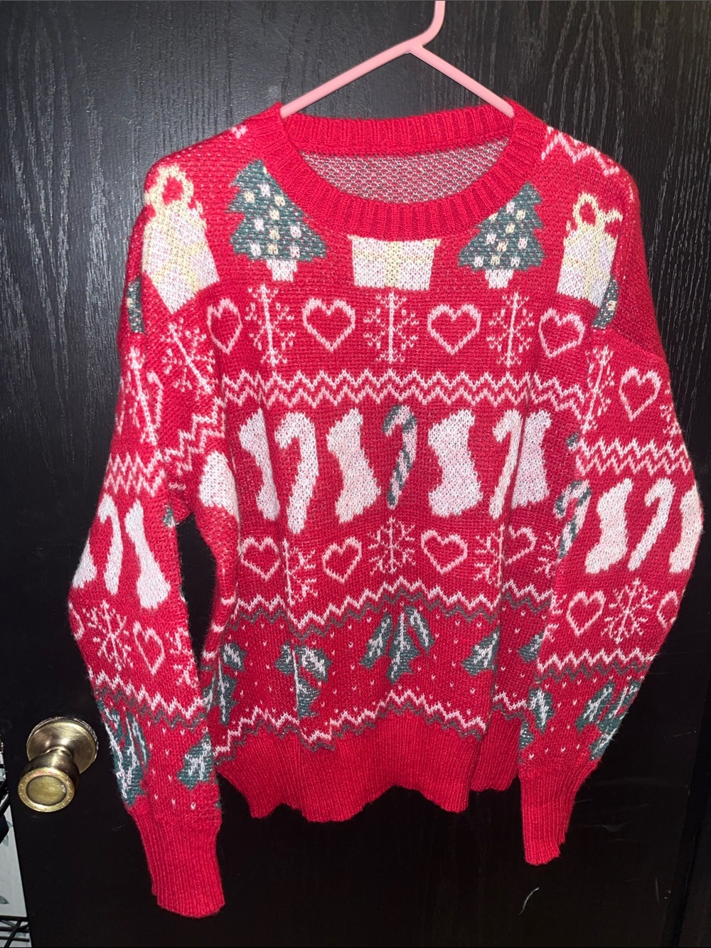 Women’s Red Fair Isle Holiday Crewneck Sweater NWOT